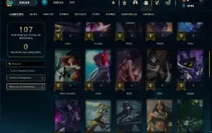 Ouro 1 com 50 Champs e 14 Skins + 2 Espolios
