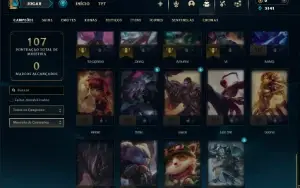 Ouro 1 com 50 Champs e 14 Skins + 2 Espolios