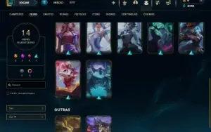 Ouro 1 com 50 Champs e 14 Skins + 2 Espolios