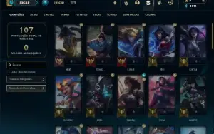 Ouro 1 com 50 Champs e 14 Skins + 2 Espolios