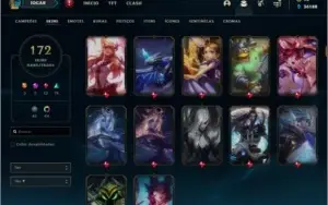 Conta ouro 4 com 172 skins e TODOS os champs