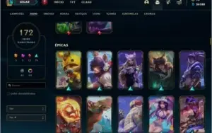 Conta ouro 4 com 172 skins e TODOS os champs