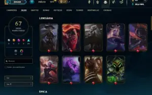 Esmeralda 4 com 70 Champs e 67 Skins (TOP / MID)