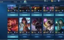 Conta Mobile Legends. 66 campeões e 73 Skins