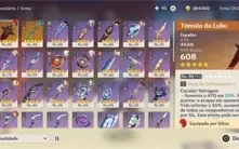 Conta Genshim com Ayaka, Kokomi, Diluc e Shogun full buildad