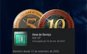 CONTA ANTIGA STEAM 21 ANOS (13 SETEMBRO DE 2003) 5 E 10 ANOS