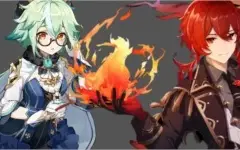 Conta Genshin *AR 7* Diluc e sucrose e 5 itens 4 estrelas
