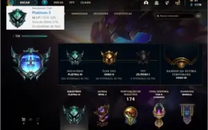 Conta platina 3 com 94 champs e 103 skins ( 3 Ultimates )