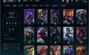 Conta platina 3 com 94 champs e 103 skins ( 3 Ultimates )
