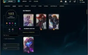Conta platina 3 com 94 champs e 103 skins ( 3 Ultimates )