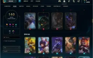 Conta ouro 1 com TODOS os champs, 140 skins + 2 Prestigios