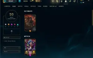 Unranked com 50 Champs e 20 Skins