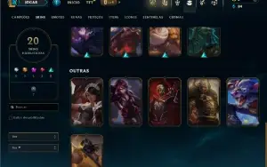 Unranked com 50 Champs e 20 Skins
