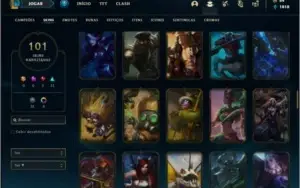 Conta bronze 3 com 101 skins e 150 champs (criada em 2012)