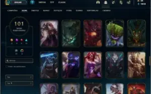 Conta bronze 3 com 101 skins e 150 champs (criada em 2012)