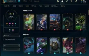 Conta bronze 3 com 101 skins e 150 champs (criada em 2012)