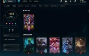 Conta platina 4 com TODOS os champs e 184 skins +20k de EA