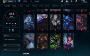 Conta platina 4 com TODOS os champs e 184 skins +20k de EA