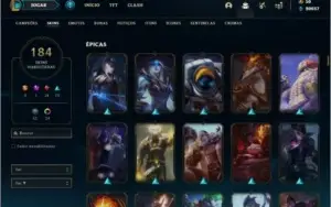 Conta platina 4 com TODOS os champs e 184 skins +20k de EA