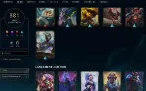 Platina 1 com TODOS os champs e 383 Skins ( MONO ADC )