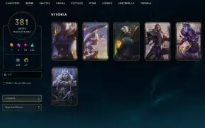 Platina 1 com TODOS os champs e 383 Skins ( MONO ADC )