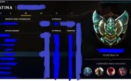 Conta plat 4, 117 campeões, 78 skins, 80 ícones, runa padrão