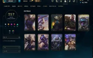 Ouro 4 com TODOS os champs e 257 Skins (MAIN JG / ADC / MID)