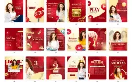 Pack Canva Marketing Digital Dourado e Vermelho Vol 2