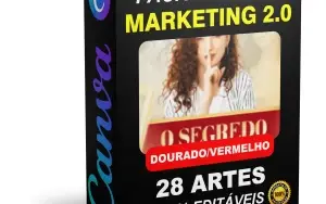 Pack Canva Marketing Digital Dourado e Vermelho Vol 2