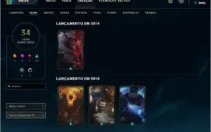 Conta Platina IV com 34 skins habilitadas + de 80 campeões