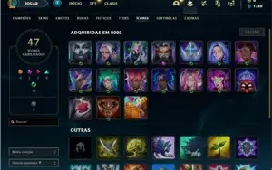 Conta ouro 1 com 24 Champs e 1 skin + 1 Fragmento Ultimate