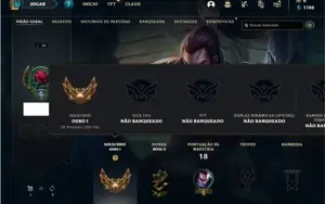 Conta ouro 1 com 24 Champs e 1 skin + 1 Fragmento Ultimate