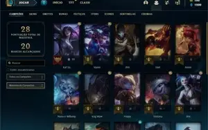 Conta diamante 2 com 25 Champs e 9 Skins + 1 Fragmento