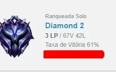 Conta Diamante 2 smurf 61% wr email não confirmado