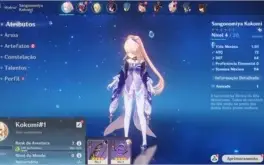 Contas Genshin Impact AR 7 com Sangonomiya Kokomi