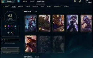 platina, com todos os champ, 62 SKINS, ANNIE GÓTICA