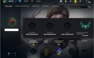 Conta Unranked (ex Platina) com 35 Champs e 6 Skins