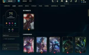 Mestre com 135 Champs e 75 Skins ( 15 PDL )
