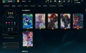 Diamante 4 com TODOS os champs e 392 Skins ( Nivel 1100 )