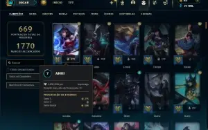 Diamante 4 com TODOS os champs e 392 Skins ( Nivel 1100 )