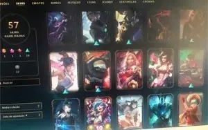 Vendo Rápido conta LoL 57 skins 1 Mítica 1 ultimate
