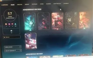 Vendo Rápido conta LoL 57 skins 1 Mítica 1 ultimate
