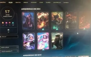 Vendo Rápido conta LoL 57 skins 1 Mítica 1 ultimate