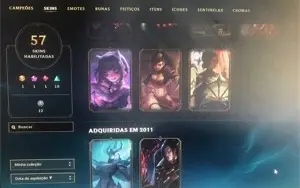 Vendo Rápido conta LoL 57 skins 1 Mítica 1 ultimate