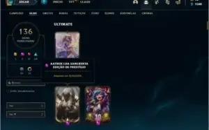 Conta platina 3 com 145 champs e 136 skins (1 Prestigio)