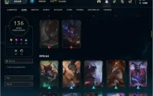 Conta platina 3 com 145 champs e 136 skins (1 Prestigio)