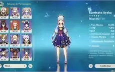 Conta genshin ar 51 ayaka + shenhe