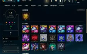Ouro 1 com 30 Champs e 5 Skins + 8 Fragmentos