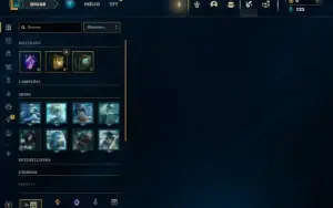 Ouro 1 com 30 Champs e 5 Skins + 8 Fragmentos