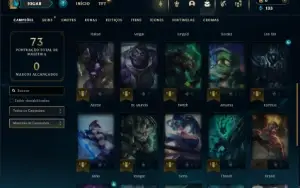 Ouro 1 com 30 Champs e 5 Skins + 8 Fragmentos